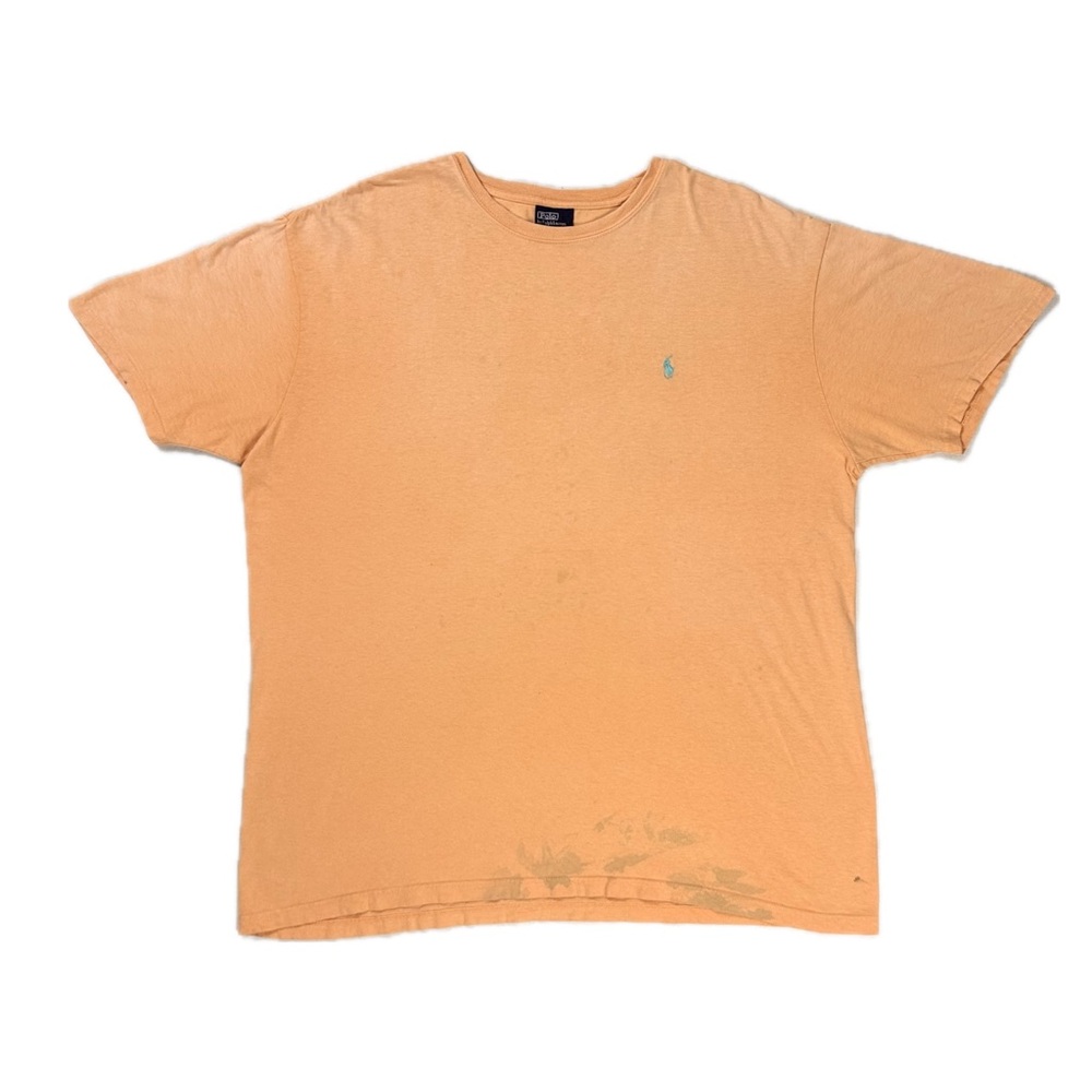 Vintage 90s Polo Ralph Lauren orange teal pony t shirt men large